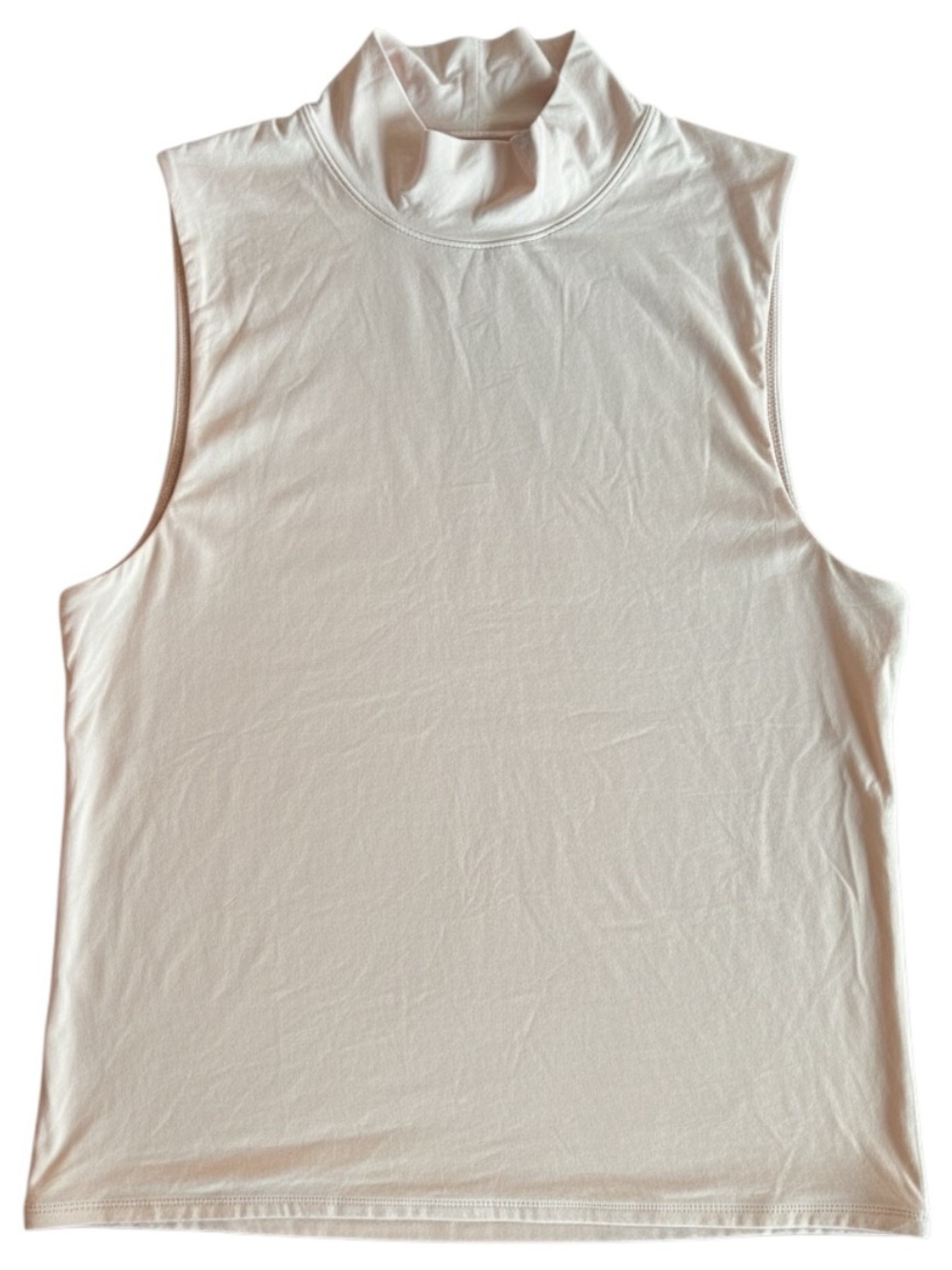 White House Black Market FORME Stretch Mock Neck Pink Shell Tank Minimalist NWT